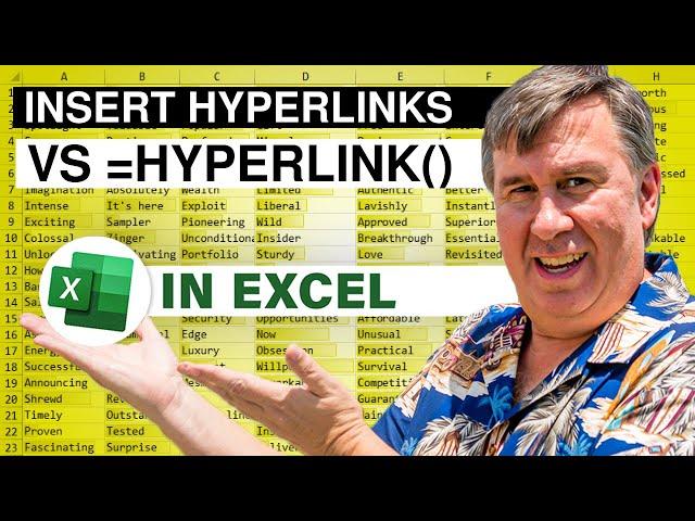 Excel - Learn Excel- Insert Hyperlink vs =HYPERLINK - Episode 1363