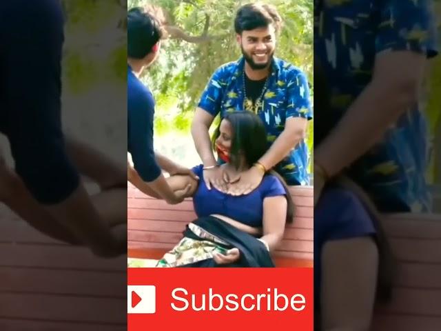 Boys massage on girl public area 