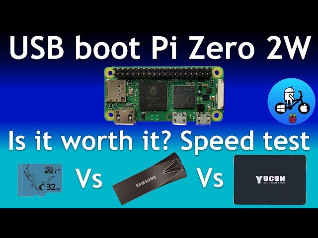 Usb boot Raspberry Pi zero 2w. Speed tests SSD Vs SD Vs USB drive.