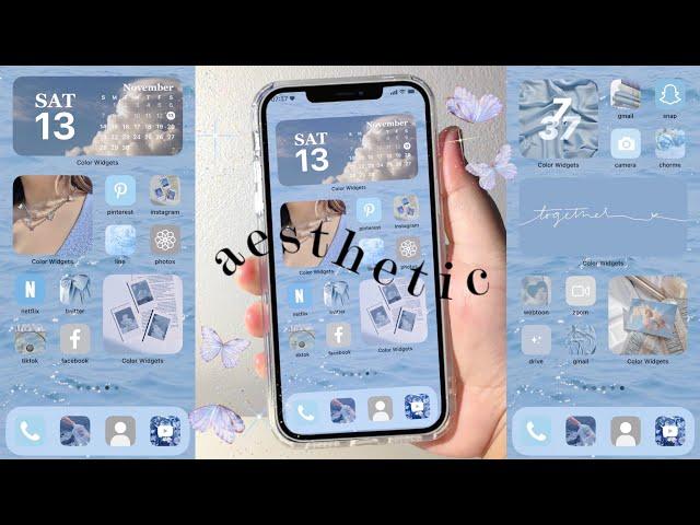 how to customize your iphone  (aesthetic blue theme) ios15  | aesthetic phone