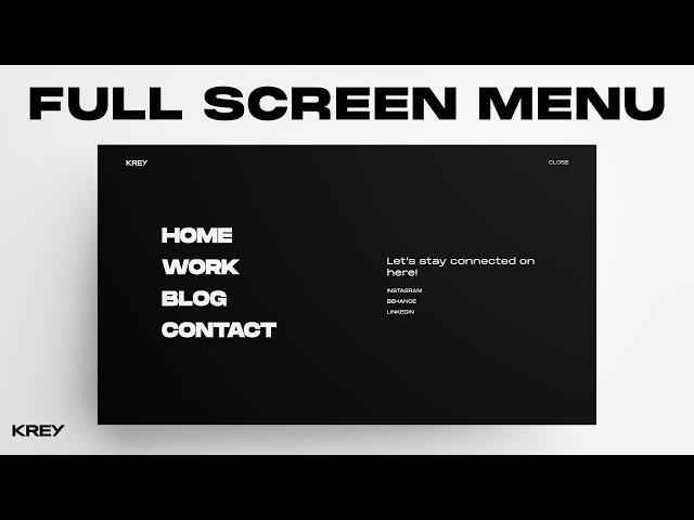  How to make a FULL SCREEN MENU Navigation | Krey Academy