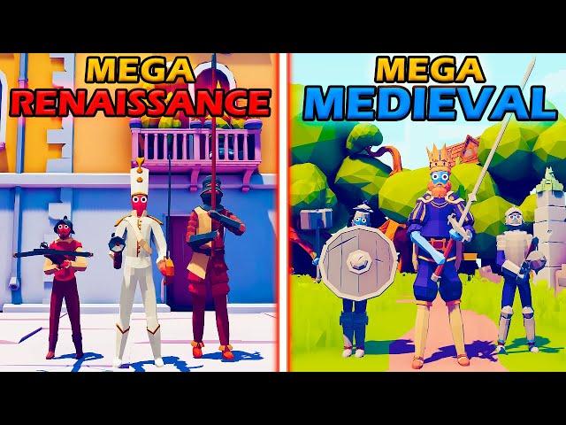 MEGA MEDIEVAL TEAM vs MEGA RENAISSANCE TEAM - Totally Accurate Battle Simulator | TABS