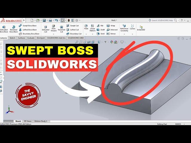 SolidWorks | How to Make a Swept Boss in 2 Minutes (2025)