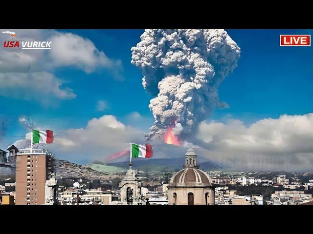 Horrible Today: Hell in Italy | Very Scary 2nd Etna Volcano Eruption | Sicilian town buried in ash