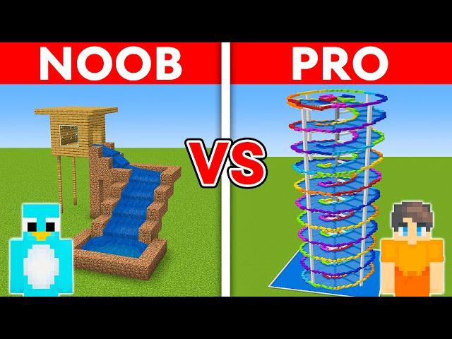 NOOB vs PRO: MODERN WATER PARK Build Challenge in Minecraft