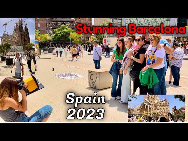 Unbelievable Walk tour | topless, New walking tour spain 2023 | sagrada familia | barcelona 4k