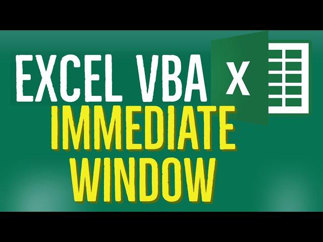 Excel VBA Tutorial for Beginners 46 - Immediate Window in Excel VBA