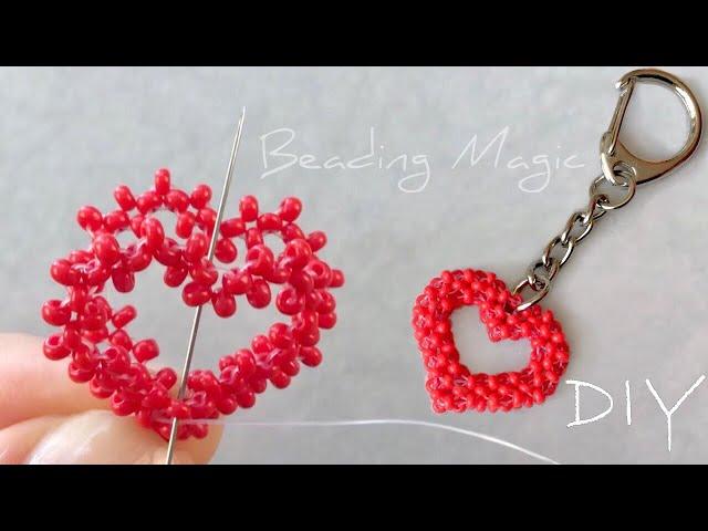 Beaded Heart Keychain Tutorial: How to Make Seed Bead Heart