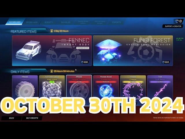 Rocket League ITEM SHOP Daily #29 (30th October 2024) TW FENNEC AND NEW GOAL EXPLOSION!!