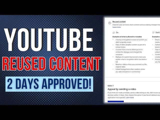 How to Appeal YouTube Monetization Rejected REUSED CONTENT l 2024 UPDATE!