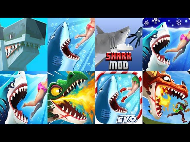 Hungry Shark World vs Evolution vs Hungry Dragon vs Minecraft Sharks World - All Sharks All Dragons