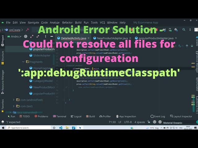 Could not resolve all files for configuration ':app:debugRuntimeClasspath' Android Error Solutions