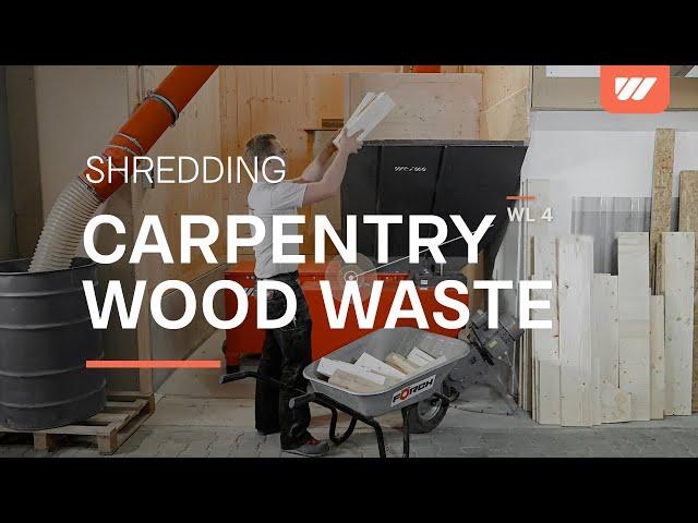 WEIMA WL 4 single-shaft grinder shreds carpentry wood waste @ Zimmerei Kreutner, Germany