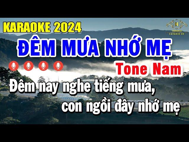 Đêm Mưa Nhớ Mẹ Karaoke Tone Nam ( Cm ) Nhạc Sống 2024 | Trọng Hiếu