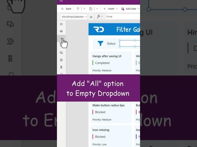 Power Apps - Add "All" Option to Empty Dropdown when filtering Gallery #Shorts