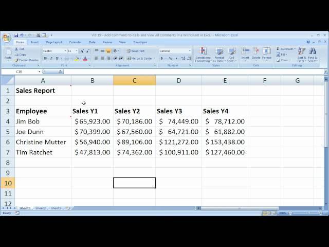 Excel Tips 15 - Add Comments, Remove Comments, Find Comments, and Edit Comments in Excel 2007