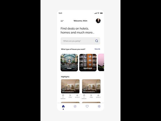 #SHORTS Hotel Booking Screen UI design in Figma | Home Page | UI/UX Design