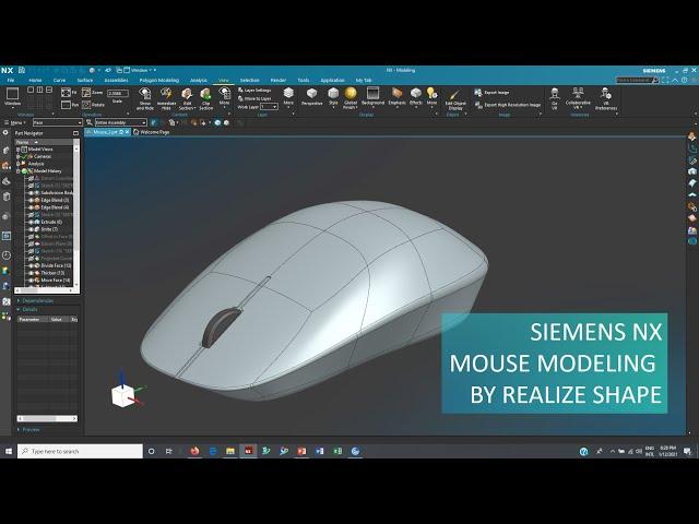 Siemens NX - Mouse Modeling by Realize Shape