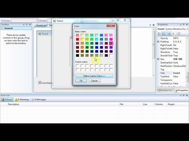 ColorDialog control using VB.net | itechsoftwareacademy