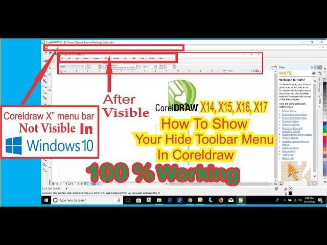 How to Fix coreldraw menu navigation bar not visible