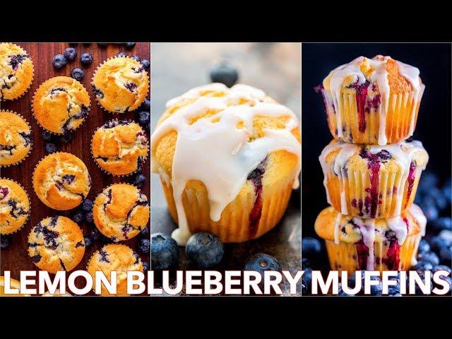 Easy Blueberry Muffins Recipe With Lemon Glaze