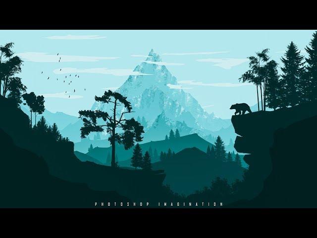 Photoshop Tutorial | Flat Mountain Landscape