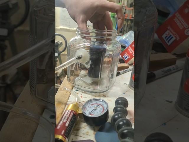 Trying out this diy vacuum chamber #vacuum #vacuumchamber #vacuumpump #diy #howto