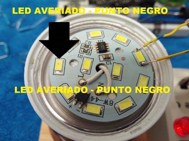 COMO LOCALIZAR LED QUEMADO DE UNA LAMPARA LED, la Reparación  está en otro video, ver comentarios.