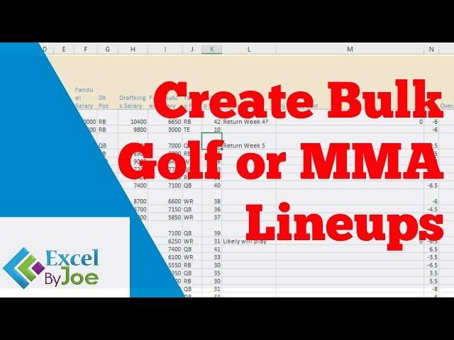 Create bulk golf or MMA daily fantasy lineups through Spreadsheets