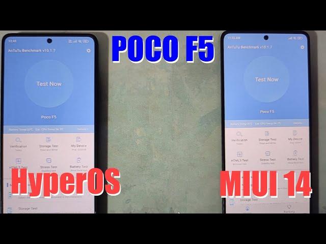 HyperOS vs MIUI 14 Test Antutu Benchmark V10 POCO F5/ Redmi Note 12 Turbo