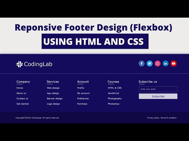 Responsive Website Footer Design using HTML And CSS