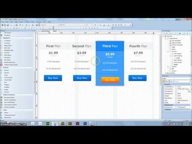 WYSIWYG Web Builder 8 - How to make a price table!