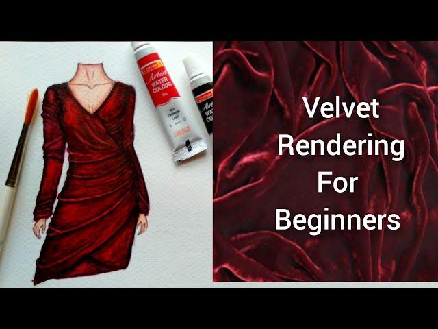 How To Render Velvet Fabric| illustrate velvet dress|Rendering velvet| Fashion Illustration #velvet