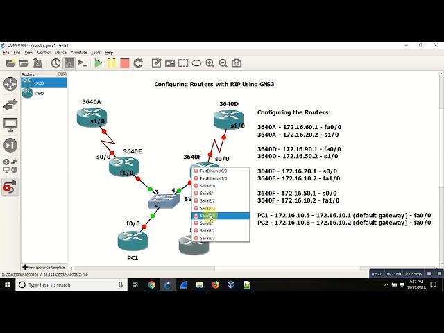 GNS3 Configuring Cisco Routers with RIP