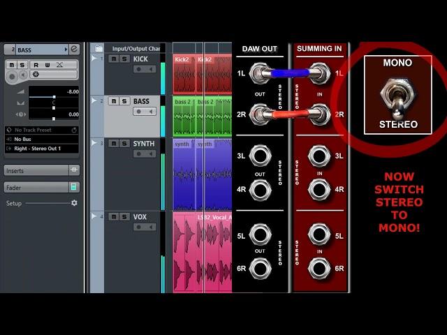 Vintage Maker - Stereo to mono function - signal routing from DAW to SUMMING BOX cubase