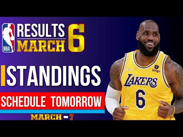 NBA Standings today | NBA games today, March 6, 2024. GAME RESULTS TODAY | Schedule & Scoreboard