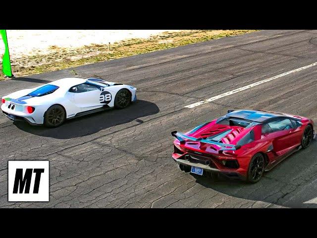 Lamborghini Aventador vs Ford GT Drag Race! | Top Gear America | MotorTrend