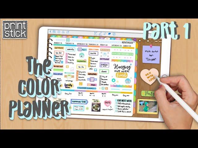 Digital Planner w Stickers | Print Stick | The Color Planner V2 Part I