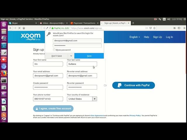 xoom account open