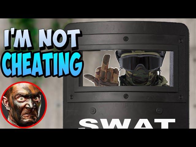 Angry Airsofter Rages At Riot Shield Player