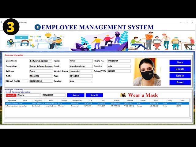 3/3  - Employee Management System Project With Database in Python  Python Project