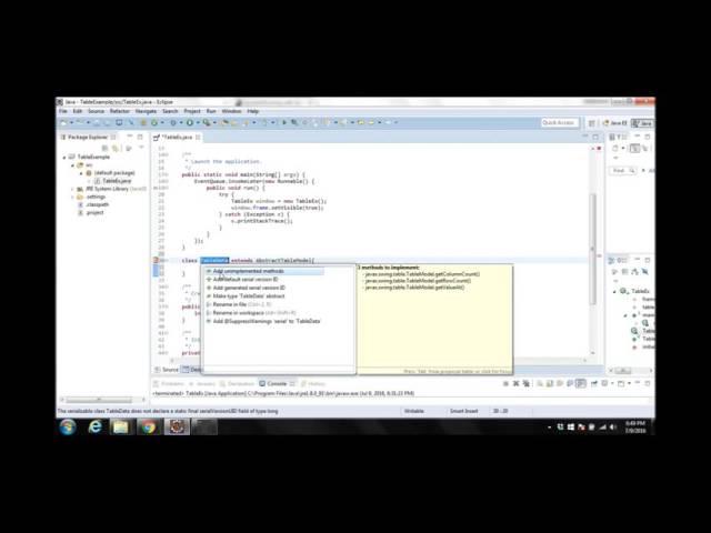 Creating a JTable In Java Using Eclipse Swing By Asim Iqbal