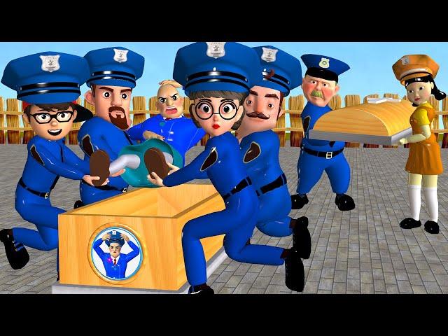 Scary Teacher 3D Nick Troll Cut Miss T Hair with Doll Squid Game and 3 Police Neighbor Coffin Dance