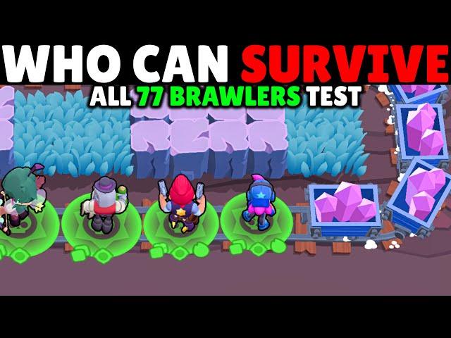 Who Can Survive? Minecart Vs Brawlers With All 77 Brawlers Test!