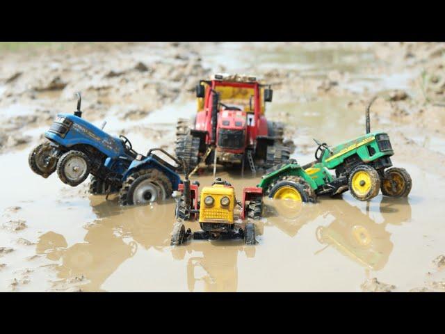 Tractor Heavy Loaded Sand Stuck in Deep Mud pulling Out HMT Tractor | Sonalika | John Deere | CS Toy