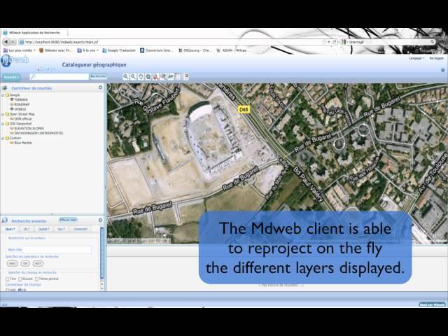 MDweb : Maps client, re-projection on the fly