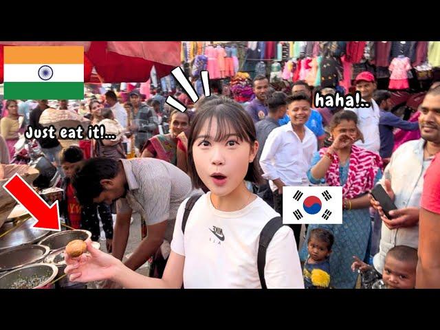 Korean Girl go for Food Hunting in India  Most Busiest Streets!️