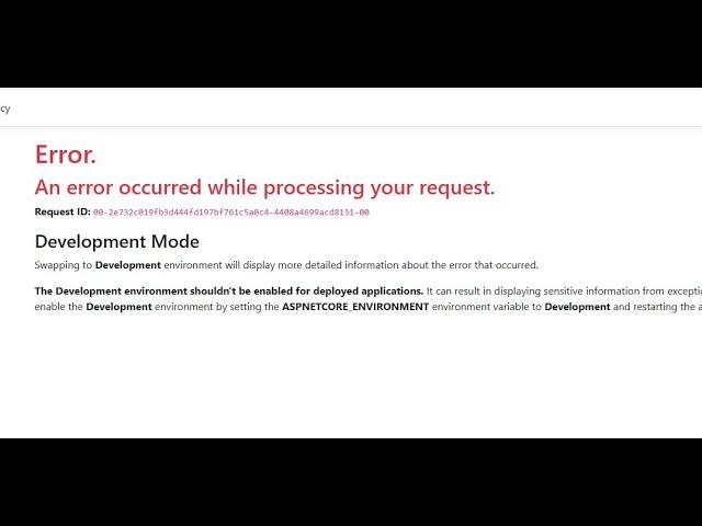 Error- An error occurred while processing your request (Asp.Net core IIS)