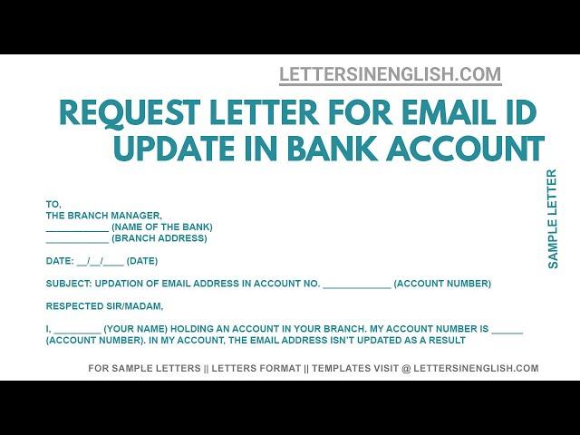 Request letter for update email id in Bank Account - Letter to Bank for email id Update