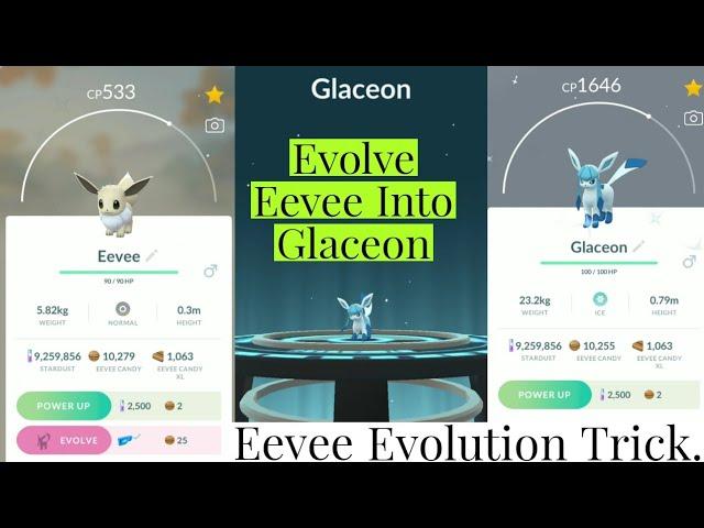 Evolve Eevee Into Glaceon In Pokemon Go | Eevee Evolution into Glaceon Without name trick Pokemon Go